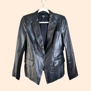 DKNY Vintage Black Leather Blazer